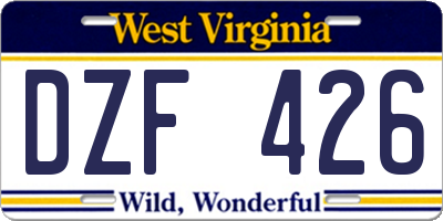 WV license plate DZF426