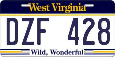 WV license plate DZF428