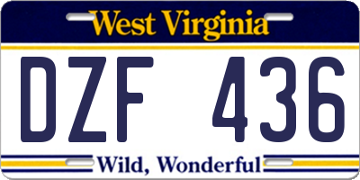WV license plate DZF436