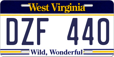 WV license plate DZF440