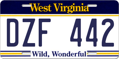 WV license plate DZF442