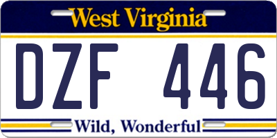 WV license plate DZF446