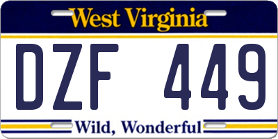 WV license plate DZF449