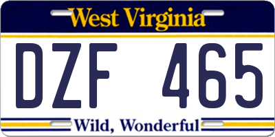 WV license plate DZF465