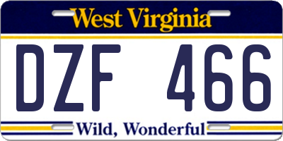 WV license plate DZF466