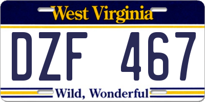 WV license plate DZF467