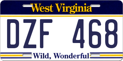 WV license plate DZF468