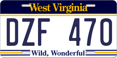 WV license plate DZF470