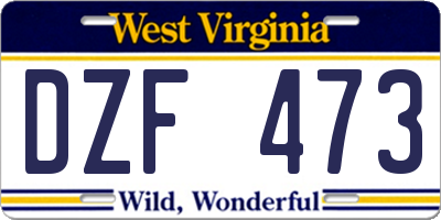 WV license plate DZF473
