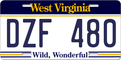 WV license plate DZF480
