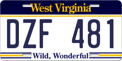 WV license plate DZF481