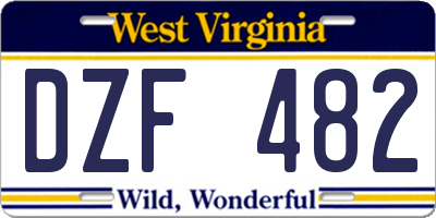WV license plate DZF482
