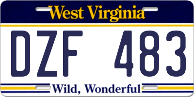WV license plate DZF483