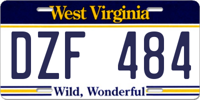 WV license plate DZF484