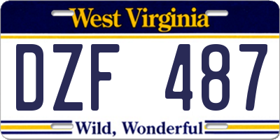 WV license plate DZF487