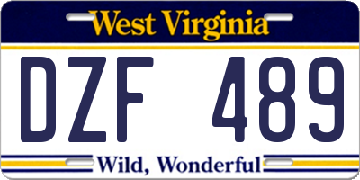 WV license plate DZF489