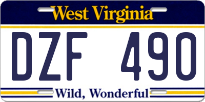 WV license plate DZF490
