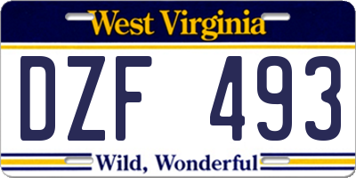 WV license plate DZF493