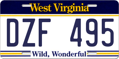 WV license plate DZF495
