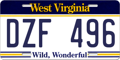 WV license plate DZF496