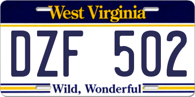 WV license plate DZF502