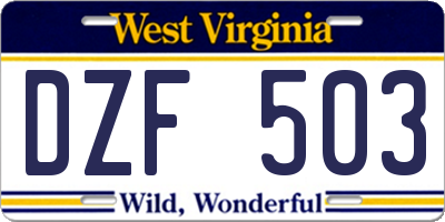 WV license plate DZF503