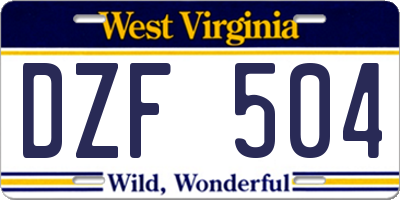 WV license plate DZF504