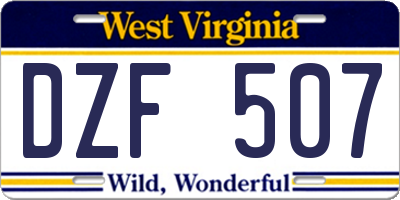 WV license plate DZF507