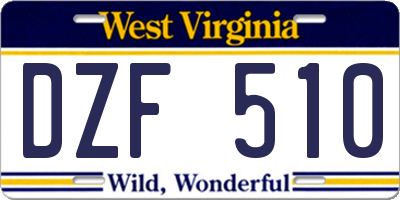 WV license plate DZF510