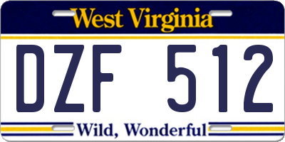 WV license plate DZF512