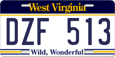 WV license plate DZF513