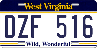 WV license plate DZF516