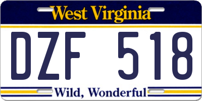 WV license plate DZF518