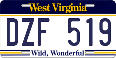 WV license plate DZF519