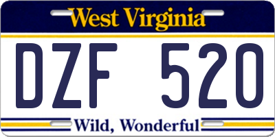 WV license plate DZF520