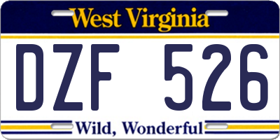 WV license plate DZF526