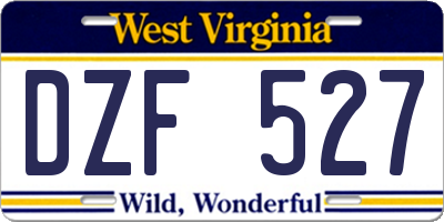 WV license plate DZF527