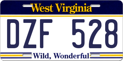 WV license plate DZF528