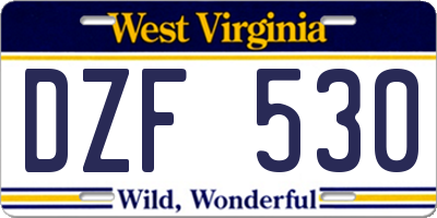 WV license plate DZF530