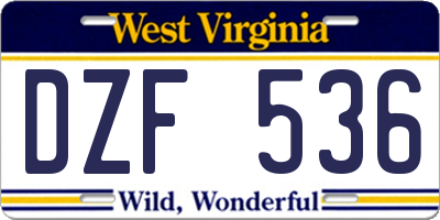 WV license plate DZF536