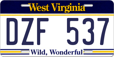 WV license plate DZF537