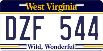 WV license plate DZF544