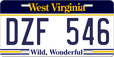 WV license plate DZF546