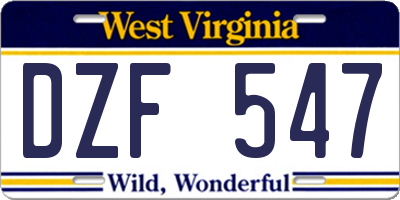 WV license plate DZF547