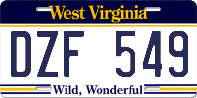 WV license plate DZF549