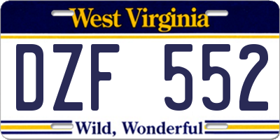 WV license plate DZF552