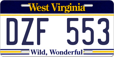 WV license plate DZF553