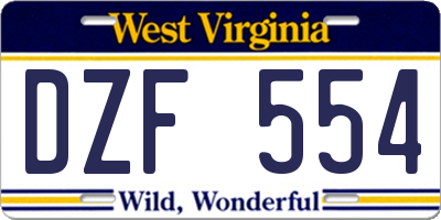 WV license plate DZF554