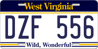 WV license plate DZF556
