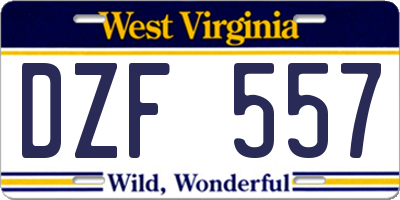 WV license plate DZF557